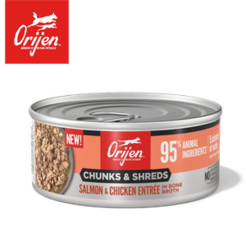 Orijen 155g Chunks & Shreds ((Salmon & Chicken Entree)) Adult Cat 渴望 奢華鮮肉 三文魚+雞肉 成貓主食罐 155克 (OC-C-S155) {原裝行貨} 